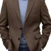 Premium Men's Suit Brown Blazer Prom Tuxedos Herringbone Tweed Single Breasted Formal Bussiness Jacket for Wedding（Only Coat）