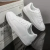 Business Casual Men's Shoes Soft Women Shoes Comfortable Casual PU Leather Shoes for Men Autumn Solid White Men Sneakers