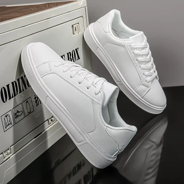 Business Casual Men's Shoes Soft Women Shoes Comfortable Casual PU Leather Shoes for Men Autumn Solid White Men Sneakers