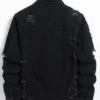 Men's Denim Jacket - Black Regular Jacket, Street Fashion with Rips, Suitable for Daily Casual Outings