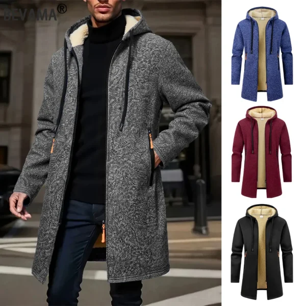 Winter Men's Thickened Jacket Hoodies Long Sleeve Sweatshirts Outdoor Warm Zipper Cardigan Streetwear Mens Oversize Jacket Coat