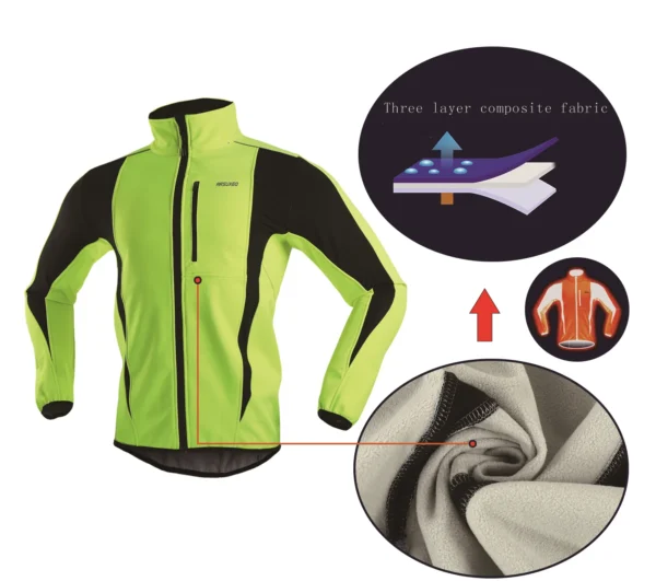 ARSUXEO Men's Winter Cycling Jacket Thermal Fleece Softshell Windbreaker Waterproof Breathable Reflective Bicycle Clothing