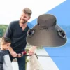 2025 Wide Brim Solar Fan Hat Sun Protection with Dual Power (Solar USB) Adjustable Outdoor Beach ‌Hike Fishing Hat for Men Women