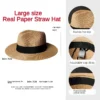 Male Foldable Big Head Straw Hat Panama Summer Outdoors Cowboy Hat Sandy Beach Sun Hats Man Plus Size Fedora Hat 57CM 60CM 64CM