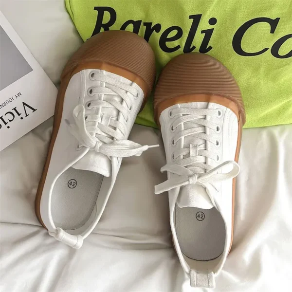 Unisex Big Head Board-shoe White Platform Canvas Shoes High Street Fashion Commuting Luxury Brand Couple Casual Sneakers