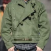 Swedish motorcycle jacket, men's retro military green casual cropped jacket, 100% cotton canvas workwear asymmetric safari style