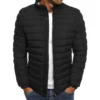 Winter men's stand up collar warm jacket street fashion casual solid color business zipper thin winter outdoor jacket