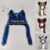 Dark Series Gothic Plush Hat Y2K Cross Metal Style Headwear Cosplay Cat Ear Hat Halloween Punk Rock Warm Cap for Women Men Child