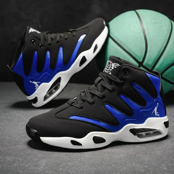 Men's Breathable Lightweight High-Top Basketball Shoes - Non-Slip Rubber Sole, Geometric Pattern Design, Suitable for Running, Training, and Casual Wear - Stylish Sneakers for All Seasons - Perfect Gift for Him, Durable Basketball Gear, Athletic Shoes