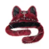 Dark Series Gothic Plush Hat Y2K Cross Metal Style Headwear Cosplay Cat Ear Hat Halloween Punk Rock Warm Cap for Women Men Child