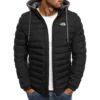 2024 casual outdoor winter men's warm zipper street business travel slim fit fashionable hooded jacket