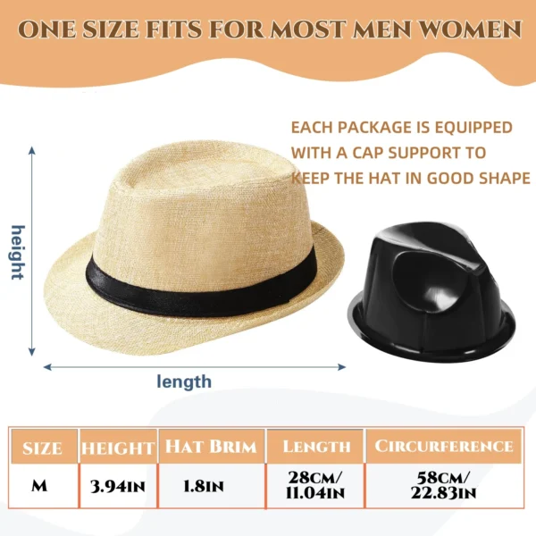 6-36PCS Short Brim Sun Panama Hats for Wedding Beige Beach Hats Unisex 1920s Straw Hats Bulk Circumference 58 cm