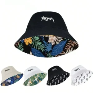Embroidered printed fisherman hat for men and women, suitable for outdoor leisure activities, sun protection hat for all seasons