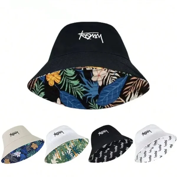 Embroidered printed fisherman hat for men and women, suitable for outdoor leisure activities, sun protection hat for all seasons