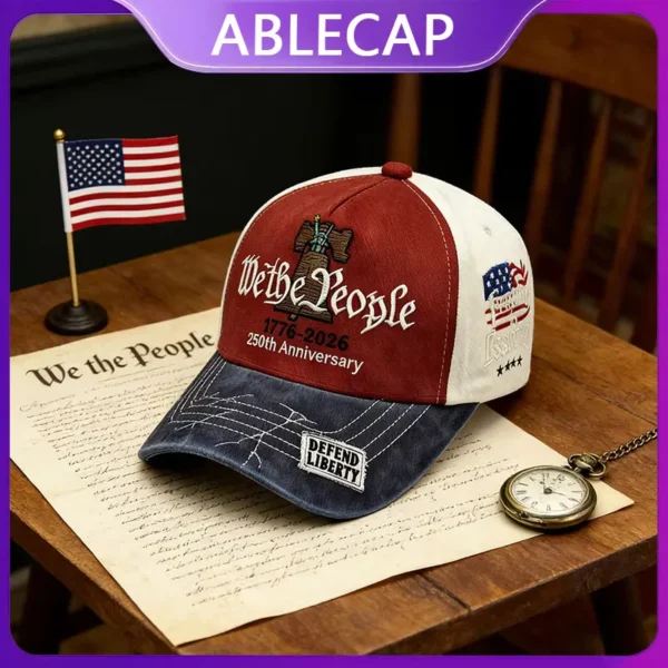 ABLECAP 2026 New Embroidered Baseball Caps For Patriotic USA 250th Anniversary Hat 1776-2026 Male Female Adult New Year Gift