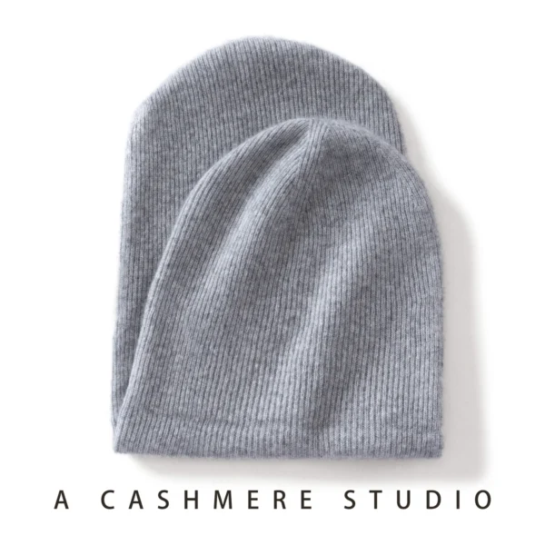 100% Cashmere Hat For Women Men Outdoor 2-Layer Thickened Warm Winter Hats Solid Caps Knit Seamless Beanie Hat Unisex