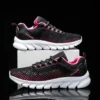 Summer Couple Style Hollow Mesh Sneakers Lightweight Breathable Outdoor Walking Shoes Pink Accent Comfortable Casual Footwear