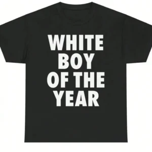 WHITE BOY OF THE YEAR T Shirts Cotton Print T-shirt Retro Casual Streetwear Vintage Tee Fashion Loose Cotton Unisex
